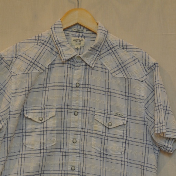 Lucky Brand Short Sleeve Snap Shirt L - Picture 1 of 6